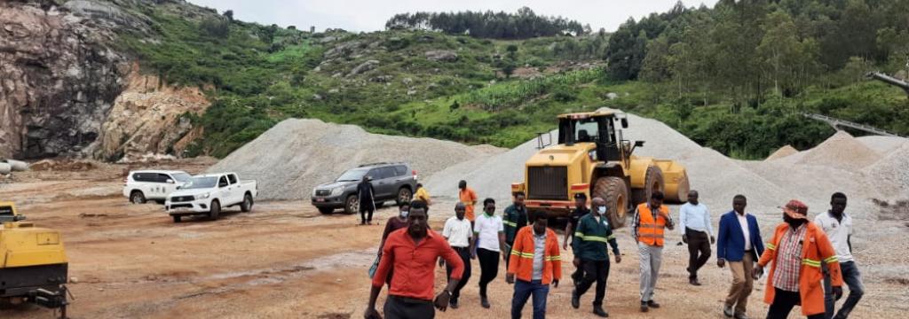 NEMA ED leads a team of inspectors during inspection of Nyamisha Quarry in Ntungamo